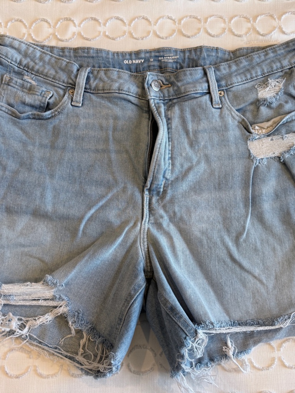 Old Navy Light Blue Distressed Denim Jean Shorts